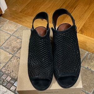 Lucky Brand Black Perforated Sandals